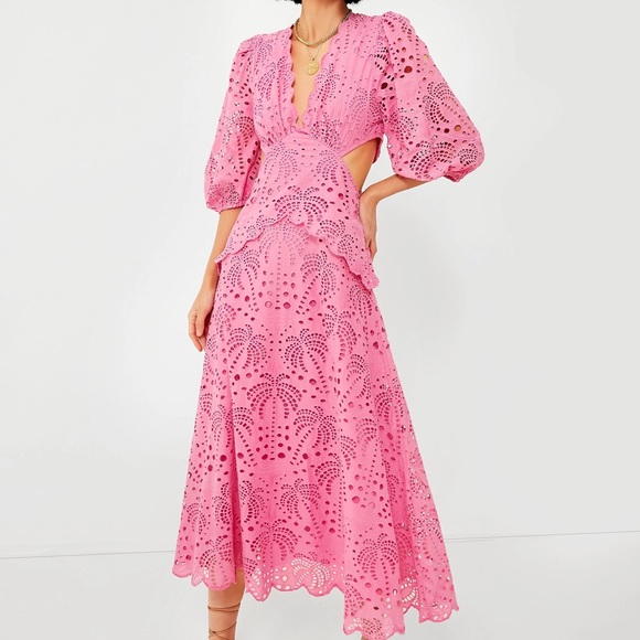 Farm Rio Pink Richelieu Midi Dress - Picture 1 of 4